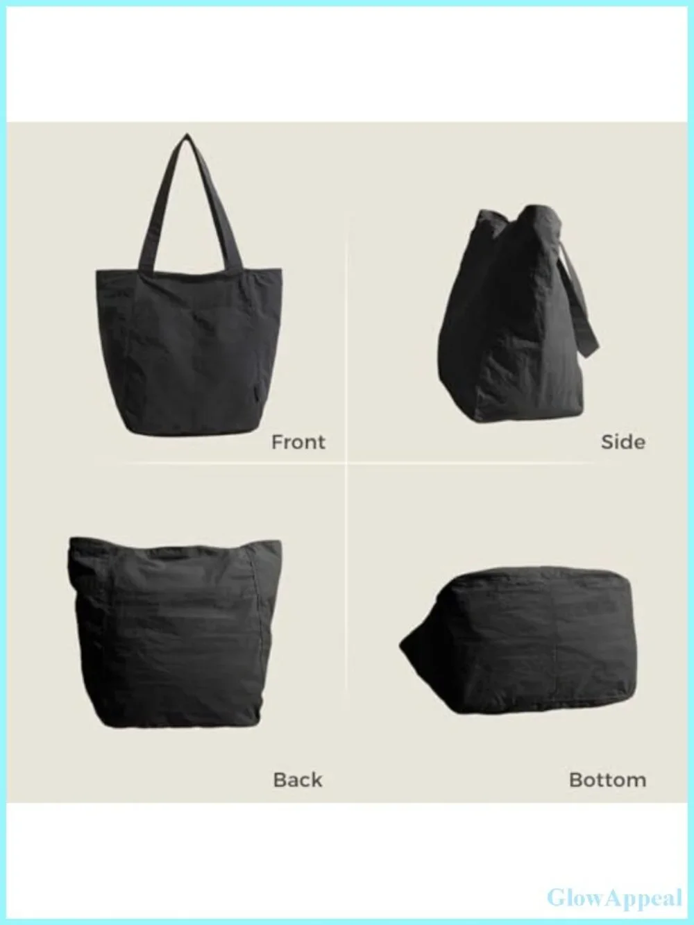 Lightweight Nylon Tote Bag Unisex Casual Shoulder Hobo for Travel Gym Work